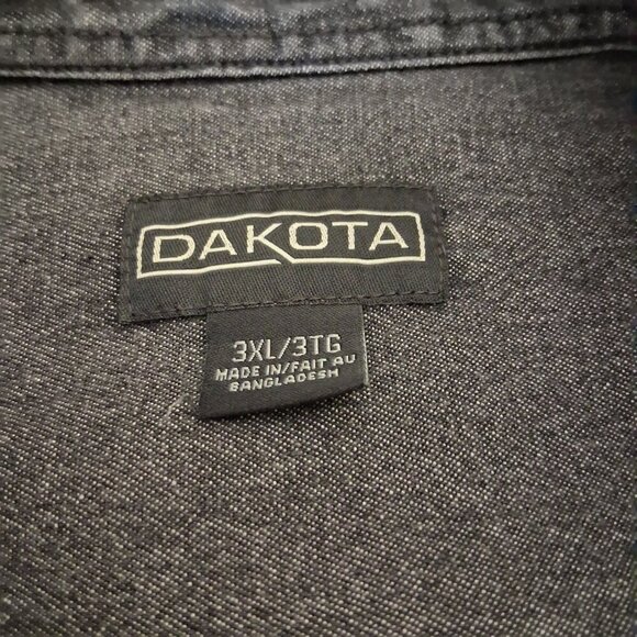 Dakota Men's Size 3XL Black Work Pro Snap Front Cotton Denim Shirt - Picture 6 of 9